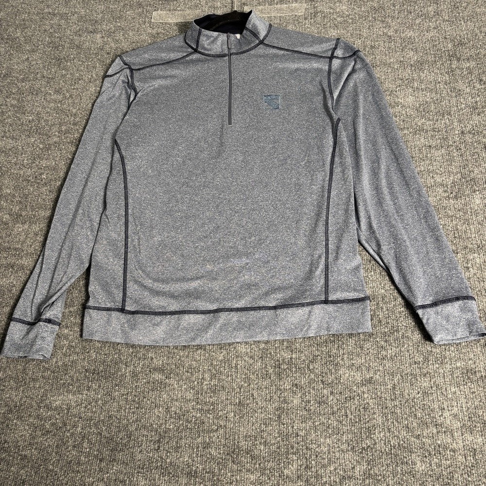 New York Rangers NHL Cutter and Buck Quarter Zip Pullover Mens Medium Blue